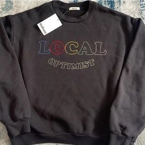 Mad happy, local optimist rainbow rhinestone Crewneck